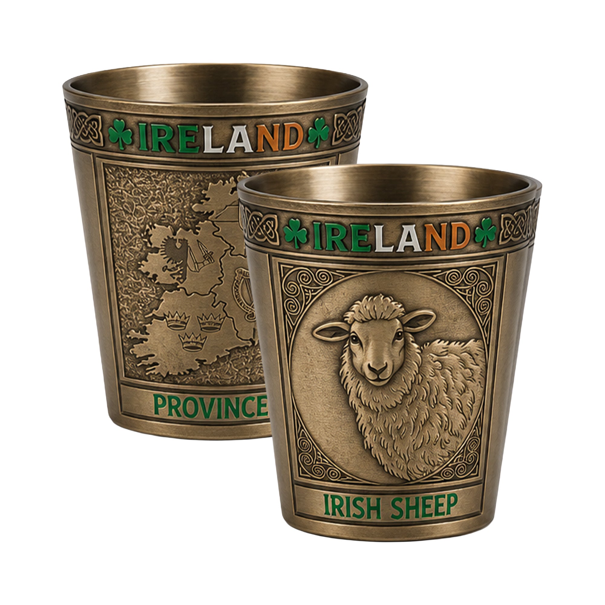 Ireland Symbols Gold Metal Shot Glass