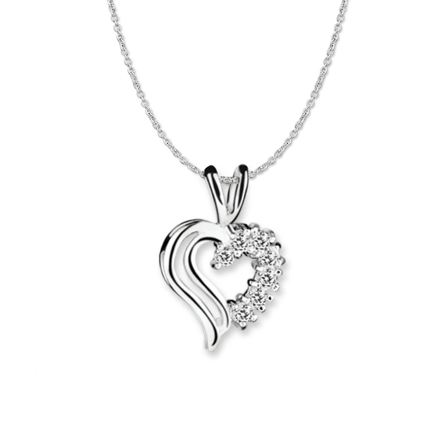 Newbridge Silverware Double Heart Necklace Clear