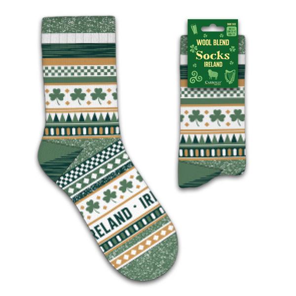 Unisex Single Stripped Irish Themed White Socks