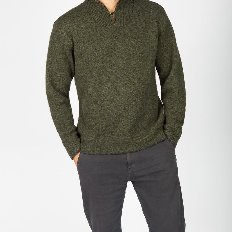 Mens Lambswool Half Zip Knit Jumper