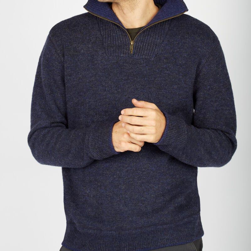 Lambswool Half Zip Knit Sweater Marl Navy 