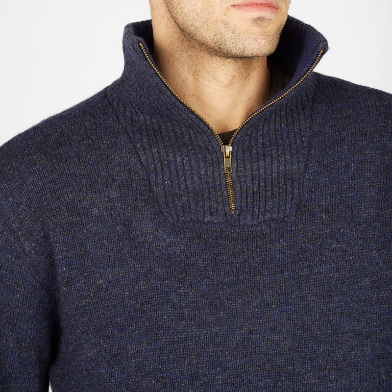 Lambswool Half Zip Knit Sweater Marl Navy