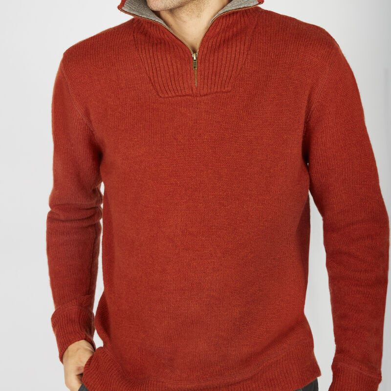Lambswool Half Zip Knit Sweater Russet