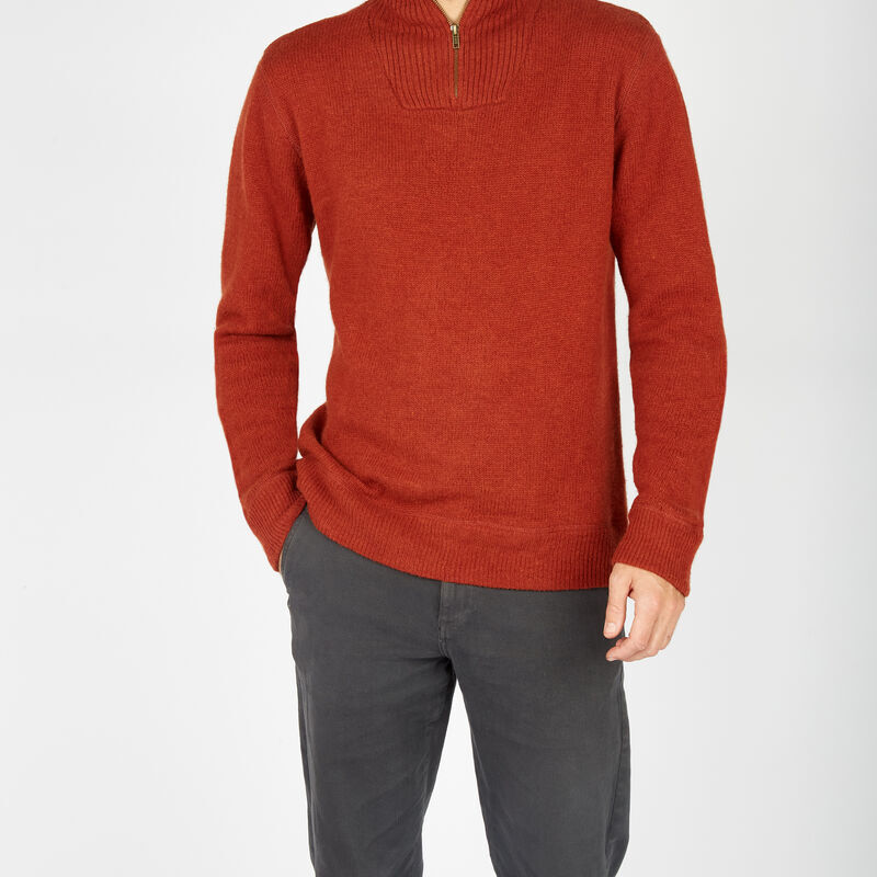Lambswool Half Zip Knit Sweater Russet 
