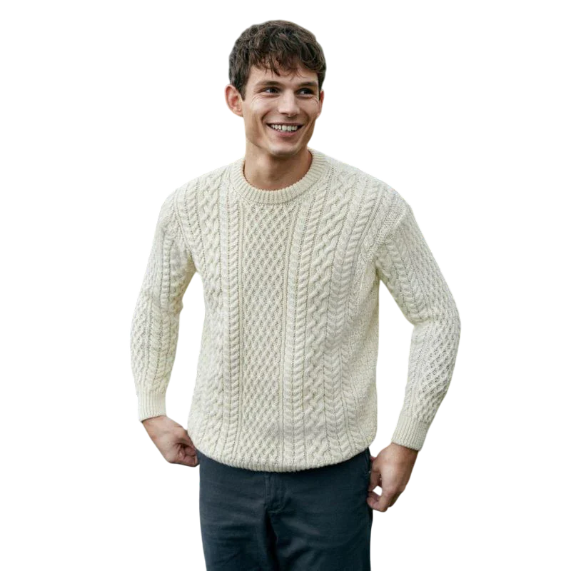 Men's Cuileann Aran Crew Neck Natural Sweater