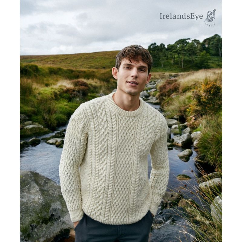 Men's Cuileann Aran Crew Neck Natural Sweater 