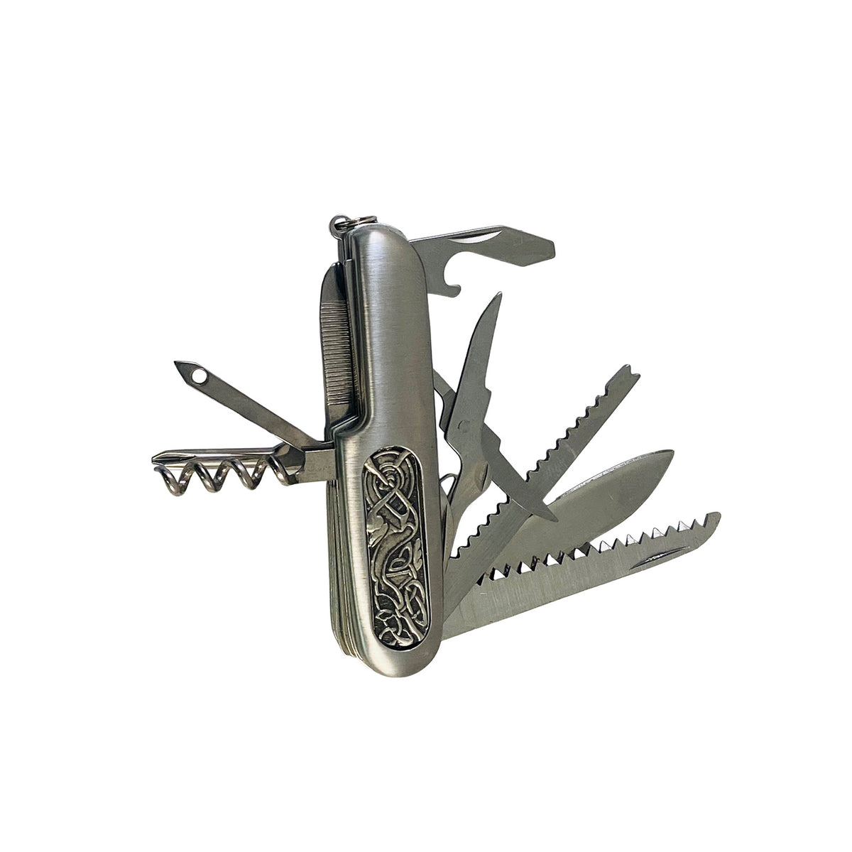 Celtic Army pen knife multi tool with blades corkscrew and other tools extended