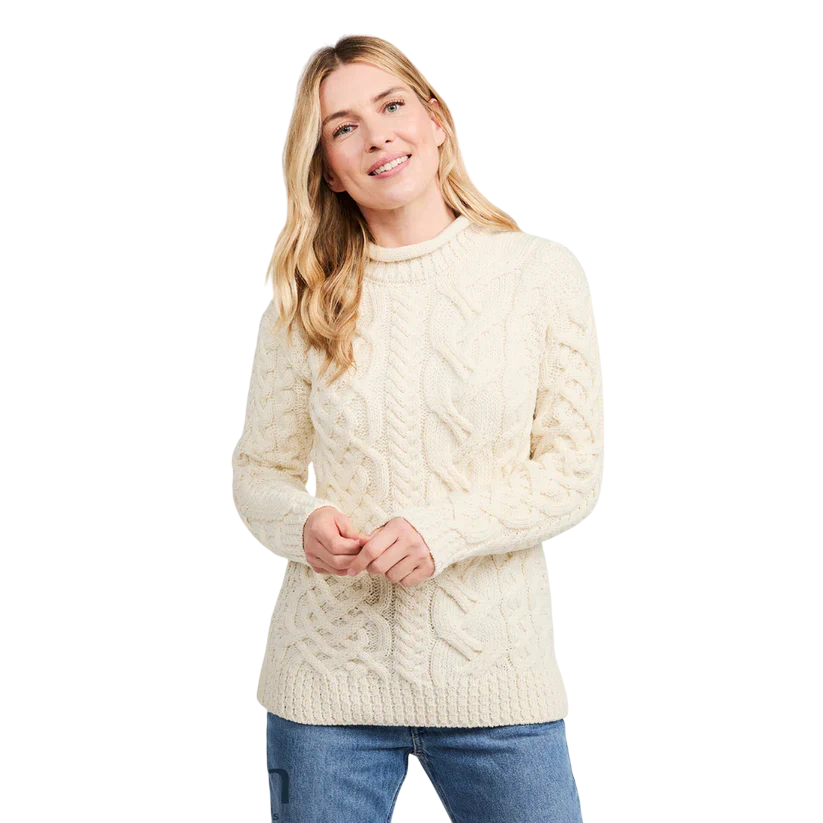 Ladies Asymmetrical Roll Neck  Cream Sweater