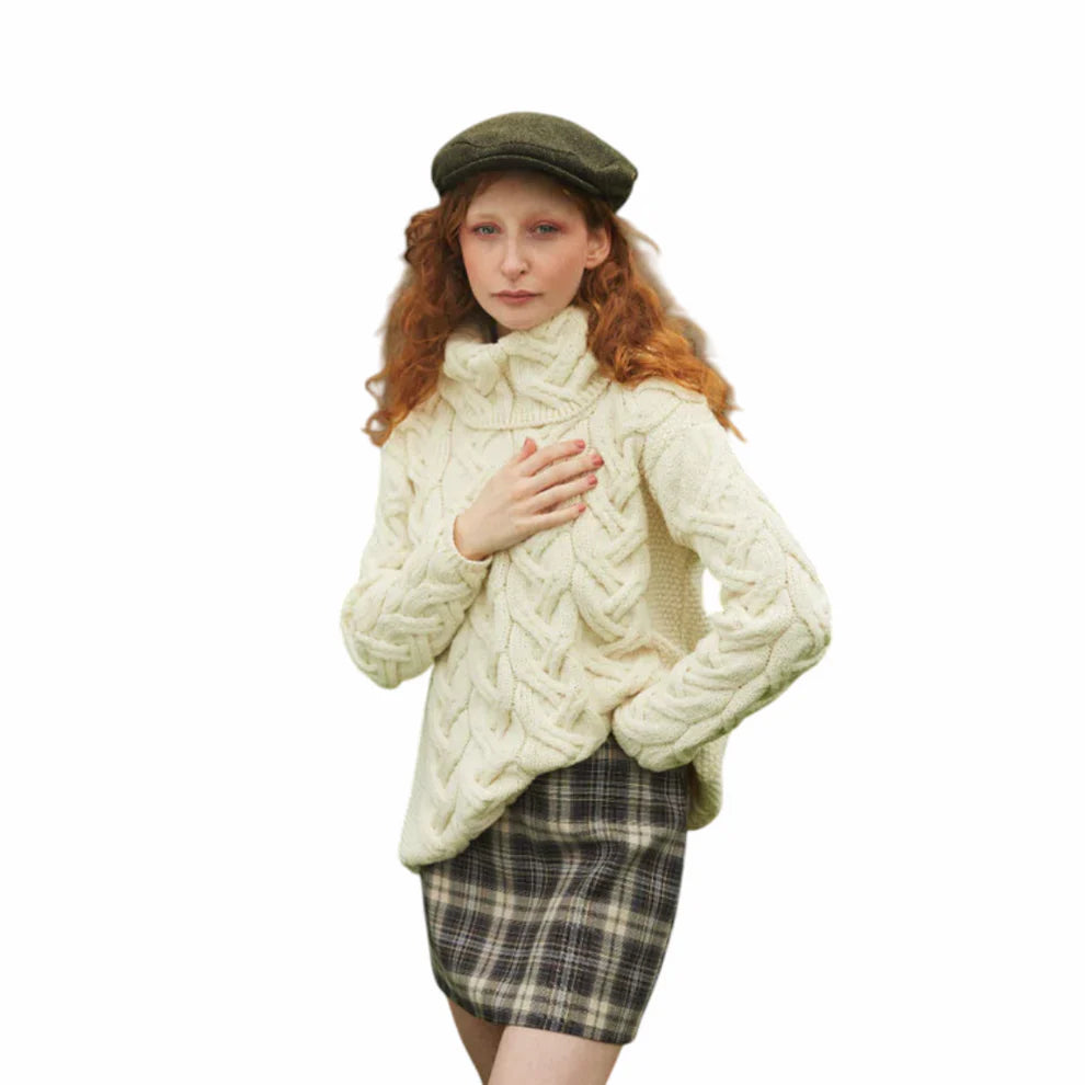 Ladies Chunky Cable Cowl Natural Sweater