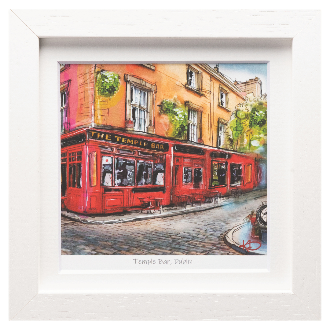 Temple Bar Dublin White Framed Print