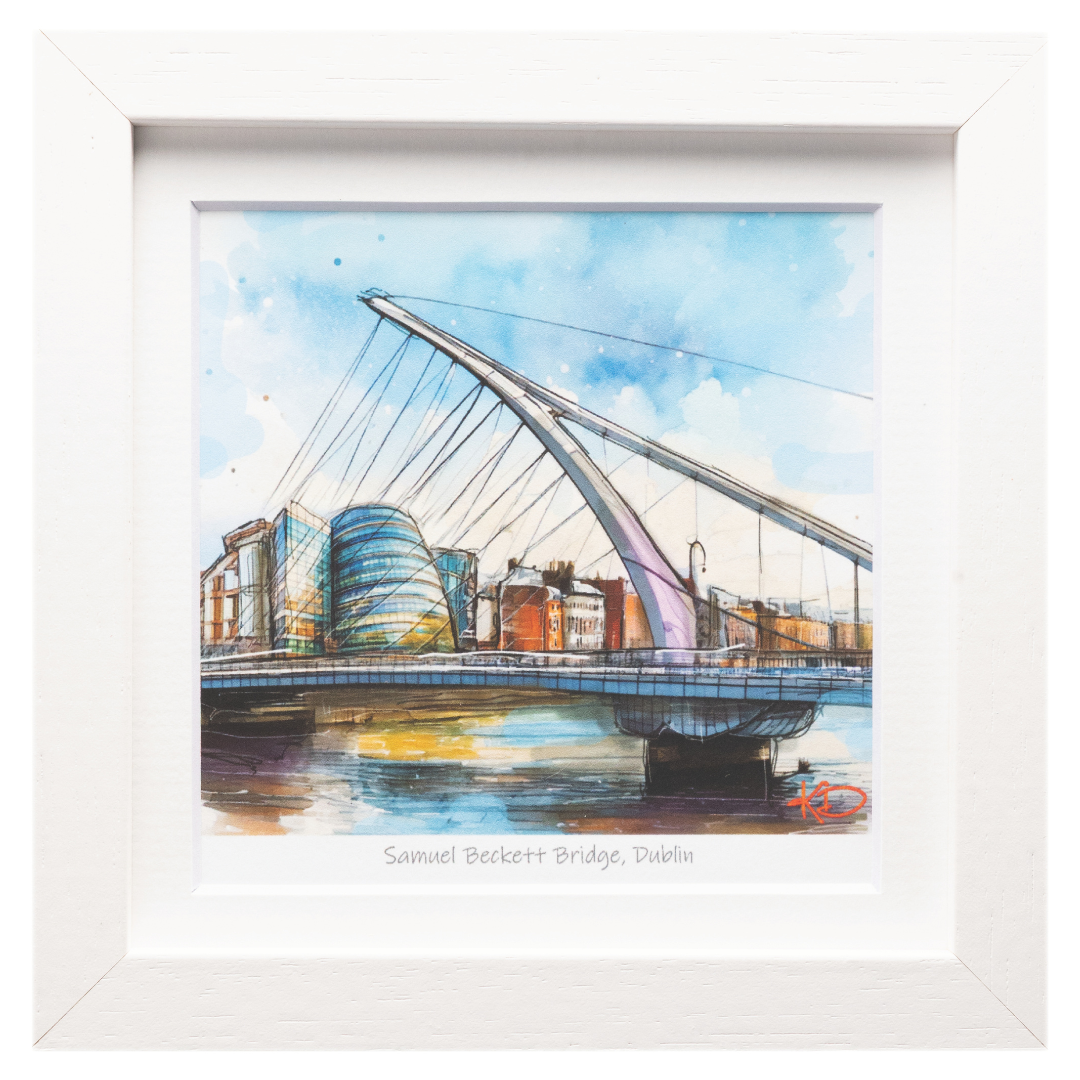 Samuel Beckett Bridge Dublin White Framed Print