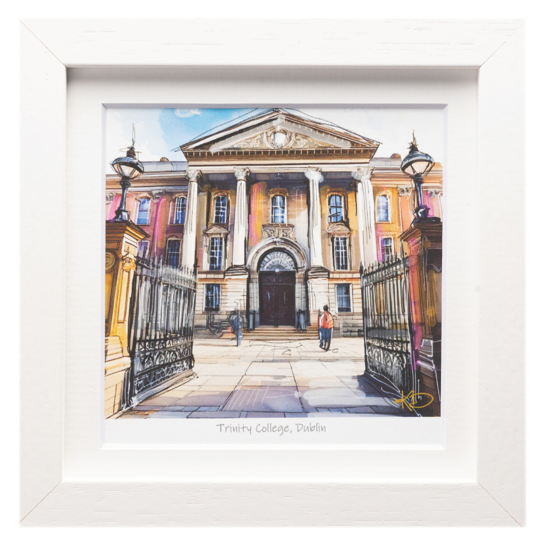 Trinity College Dublin White Framed Print