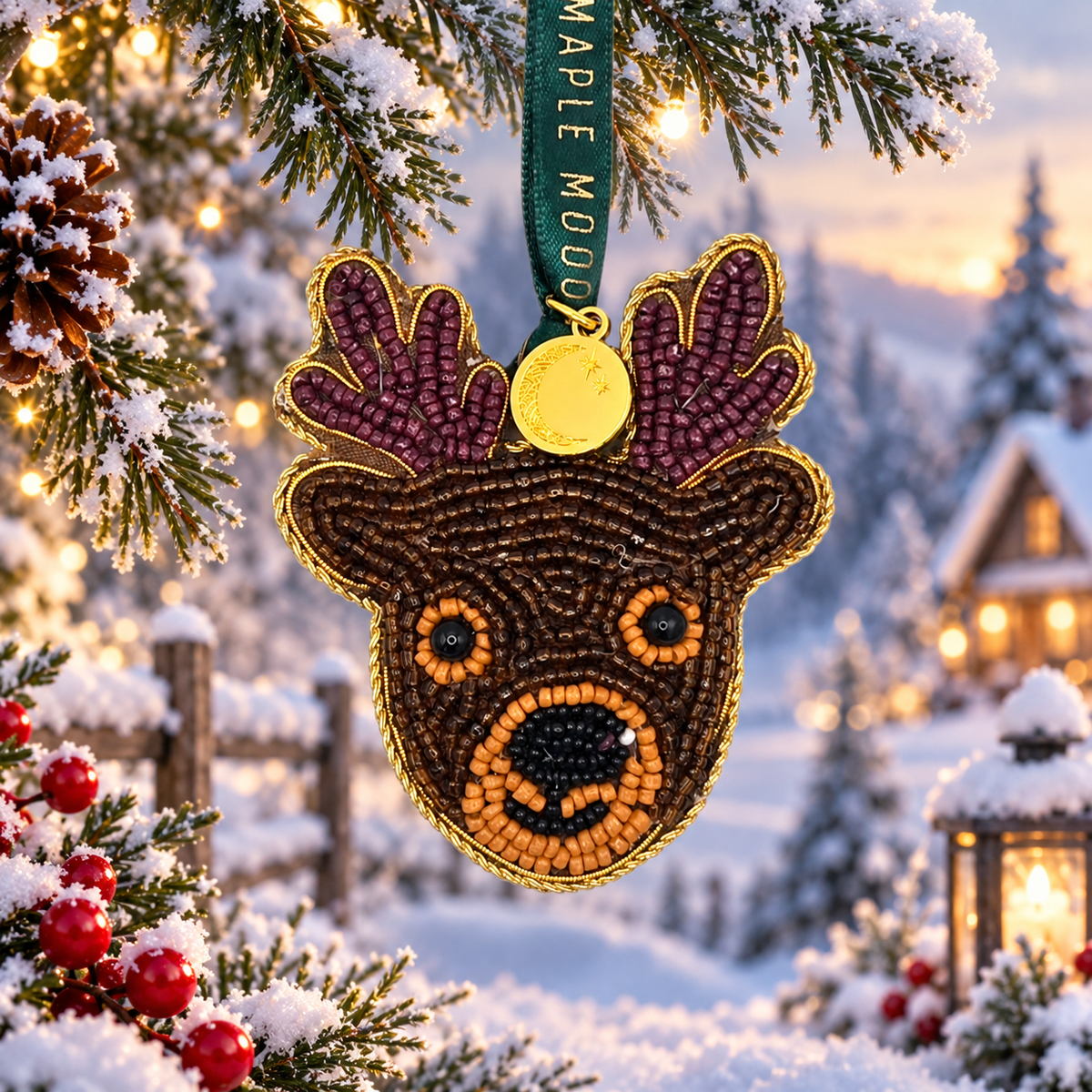 Beaded Reindeer Christmas Decoration