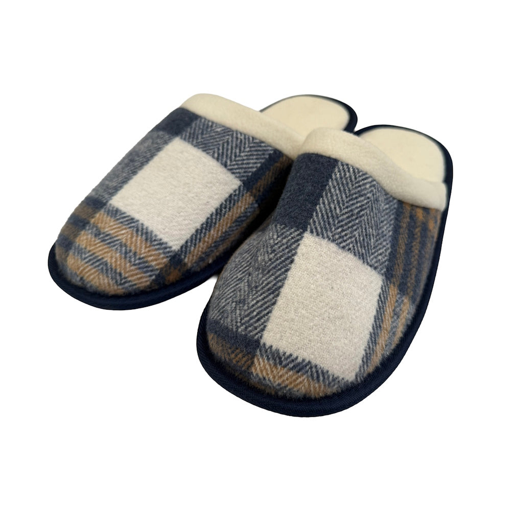 Tweed Unisex Blue Slippers