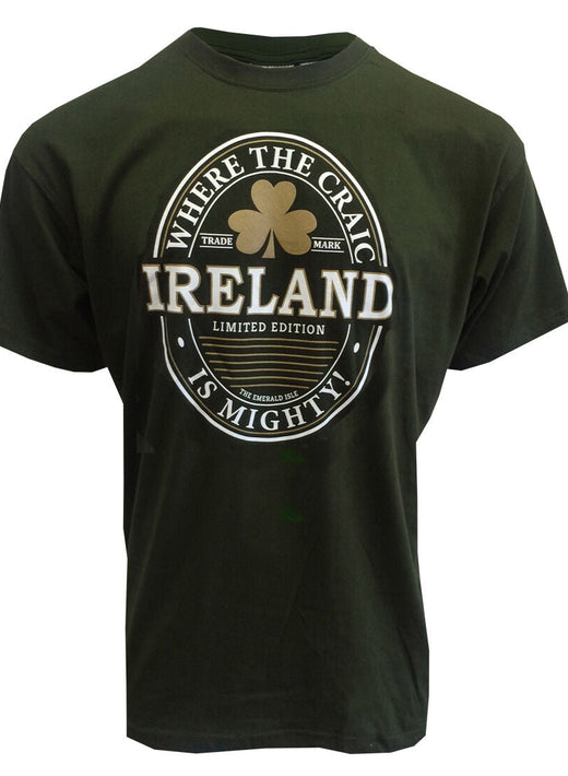 Ireland Craic Is Mighty Print Bottle Green T-shirt