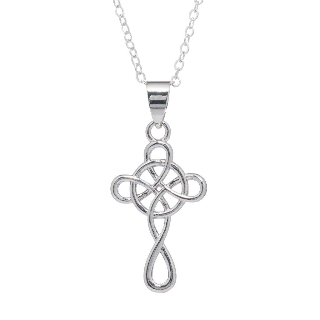 Silver Plated Celtic Knots Cross Necklace