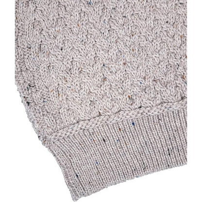 Irish Aran Jacquard Crew Neck Oatmeal Sweater