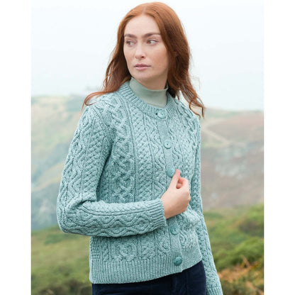Women's Tramore Short Button Mermaid Aran Cardigan