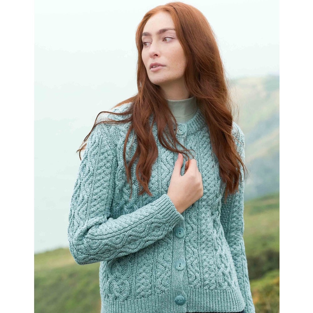 Women's Tramore Short Button Mermaid Aran Cardigan