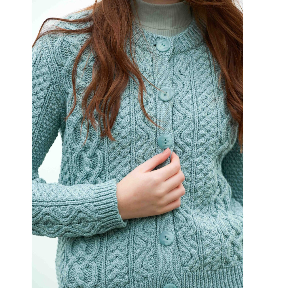 Women's Tramore Short Button Mermaid Aran Cardigan