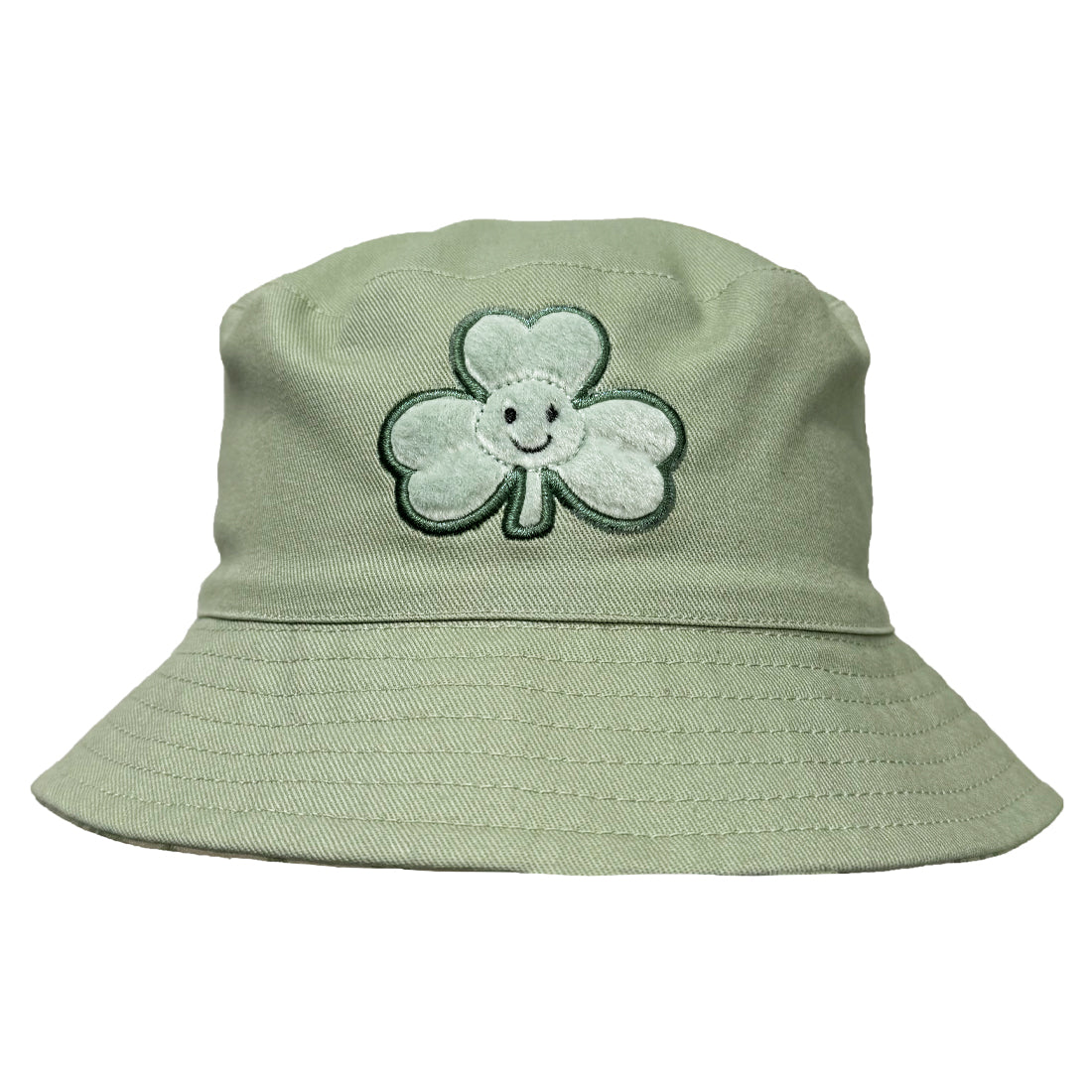 Shamrock Green and Cream Plush Kids Reversible Sun Hat