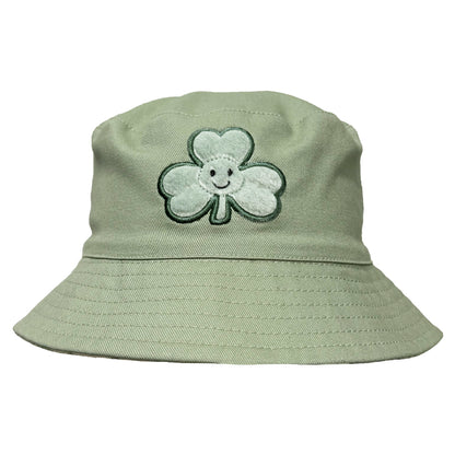 Shamrock Green and Cream Plush Kids Reversible Sun Hat