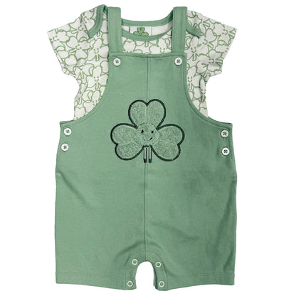 Shamrock Green and Cream Dungaree Set