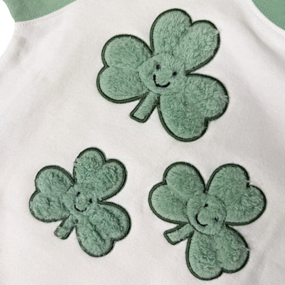 Shamrock Cream and Green Plush Kids Sweatshirt