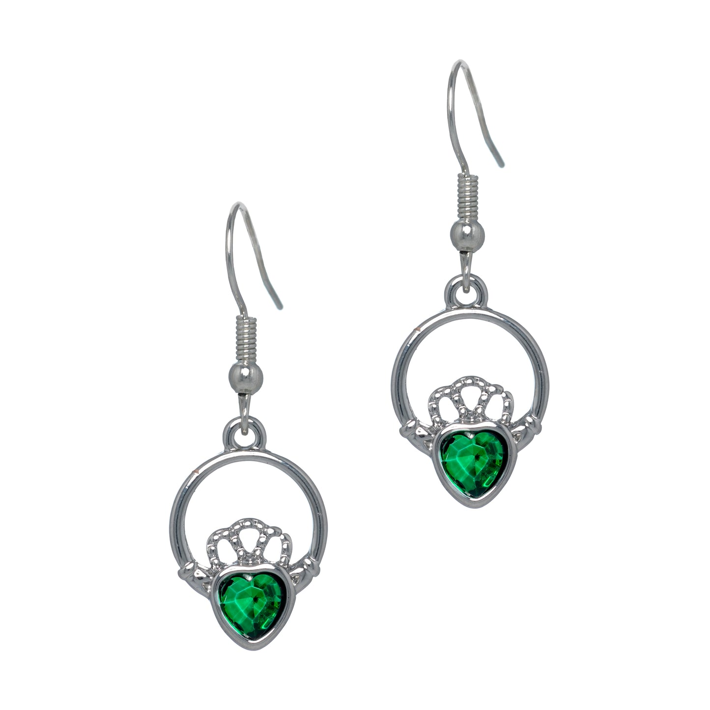 Silver Plated Claddagh Drop Earrings