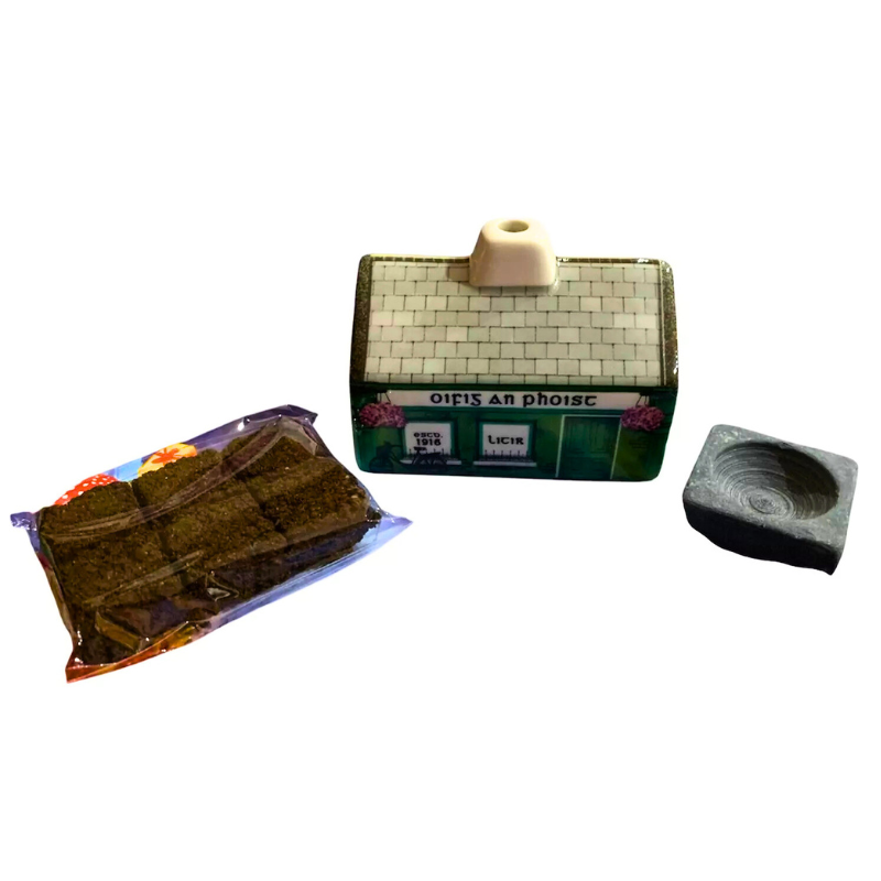 Irish Post Office Peat Incense Burner Set