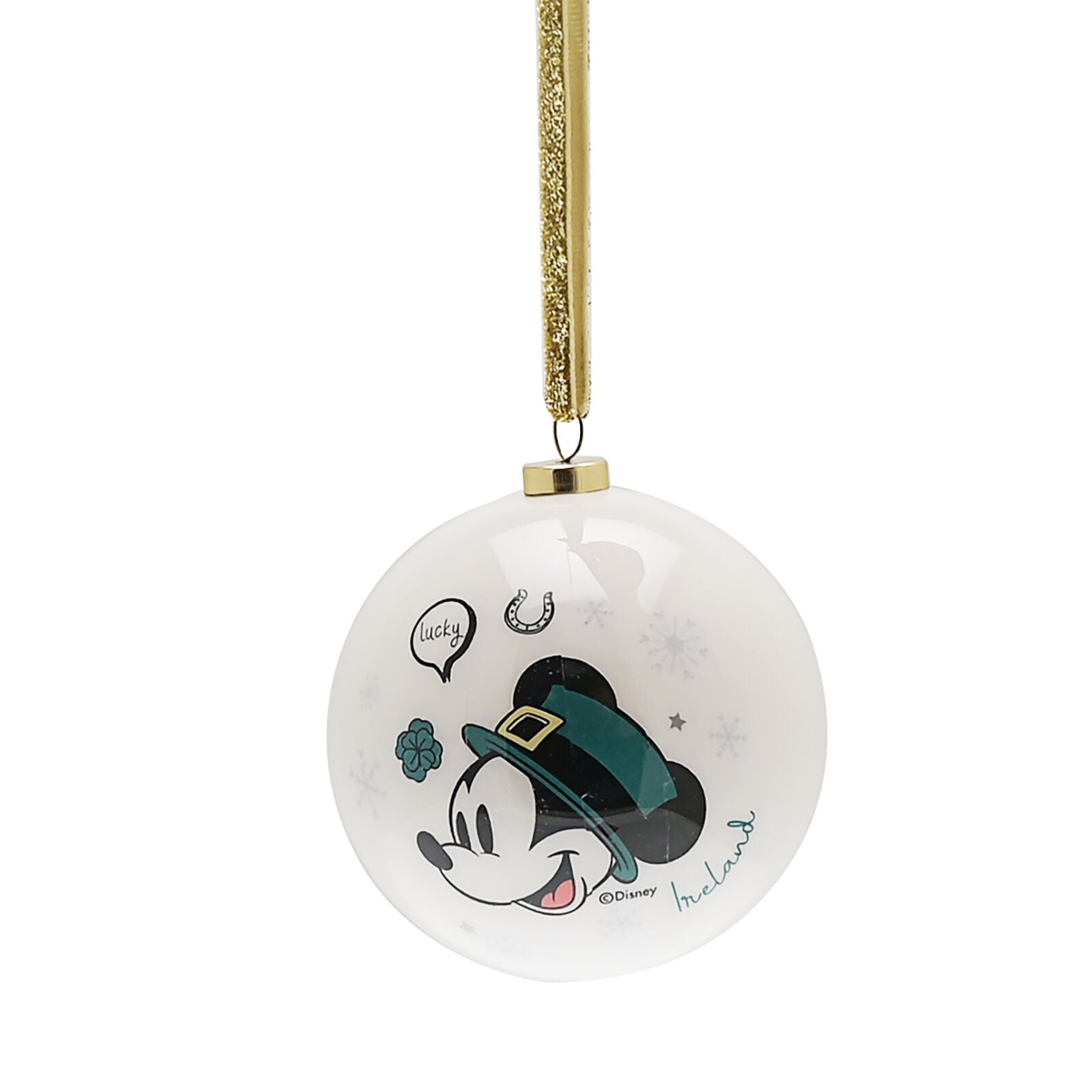 Disney Set Of 4 Irish Mickey & Minnie Baubles 