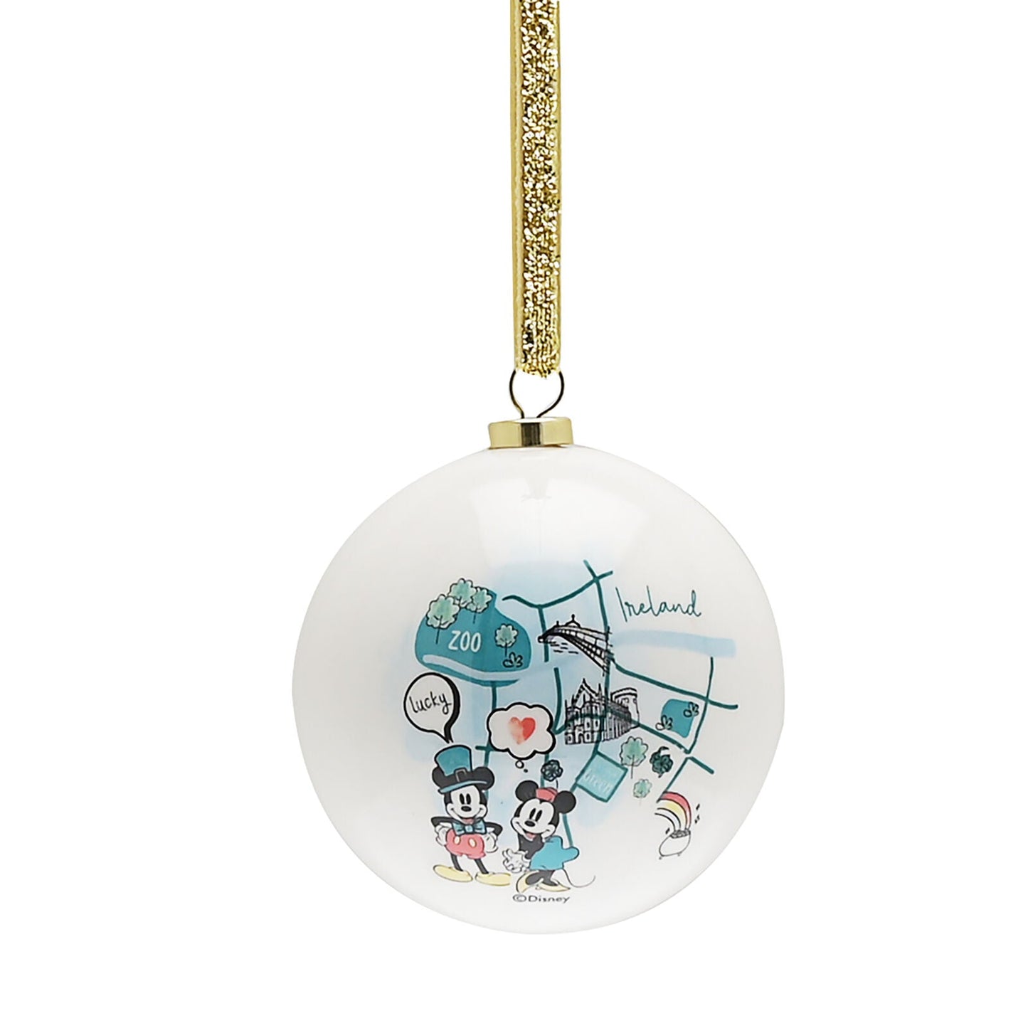 Disney Set Of 4 Irish Mickey & Minnie Baubles