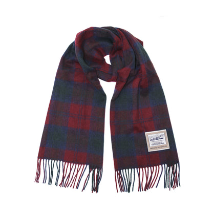 Heritage Traditions Wool Scarf With Burgundy Red And Blue Tartan Design