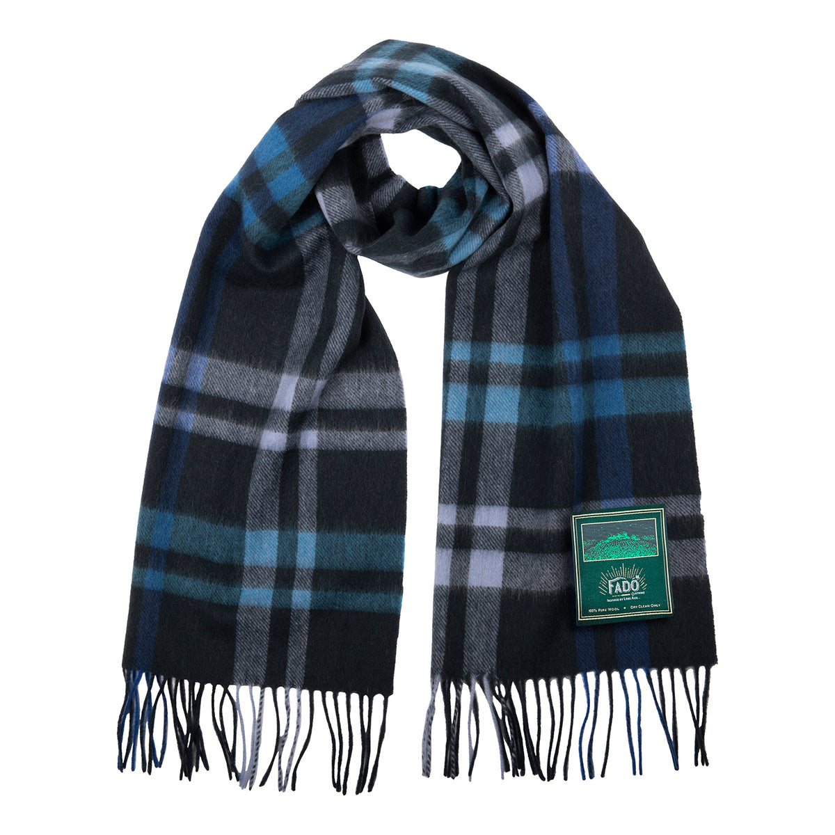 Fado Check Woollen Scarf Navy