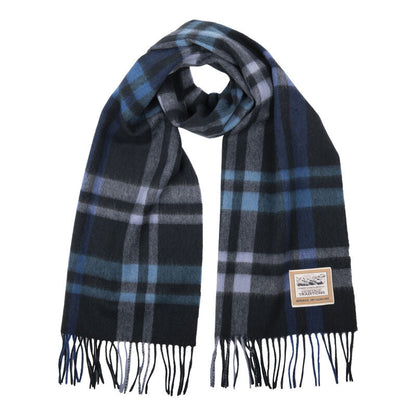 Fado Check Woollen Scarf Navy