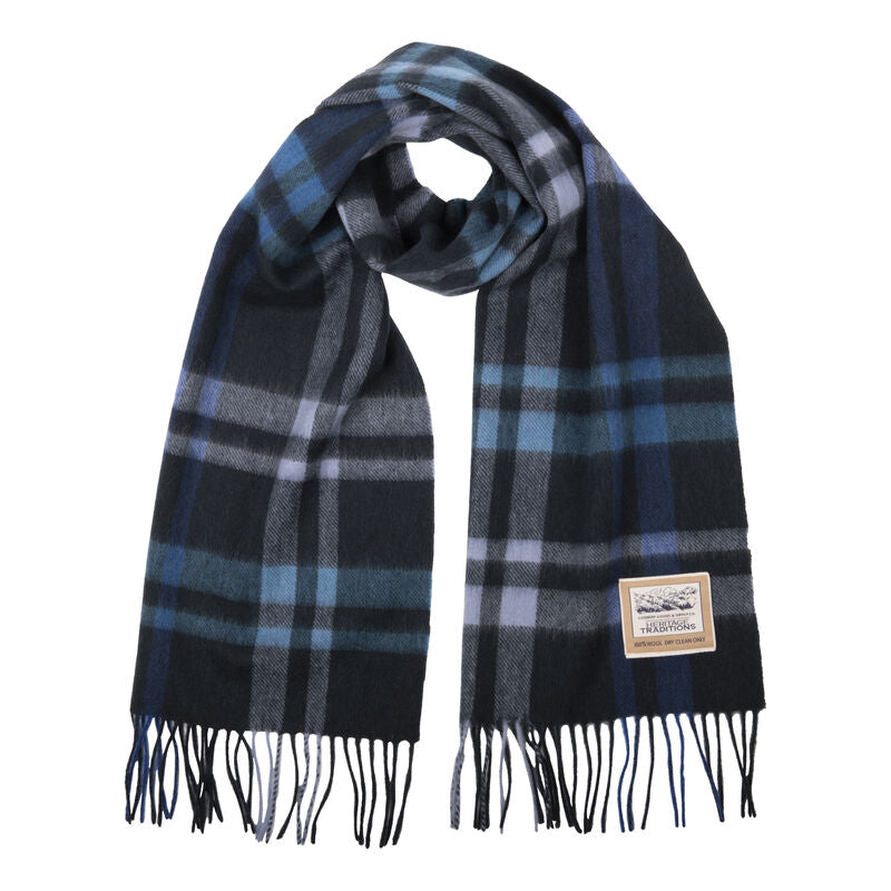 Fado Check Woollen Scarf Navy