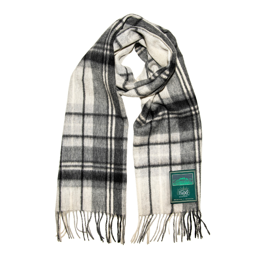 Brushed Wool Black And White Checkered Scarf