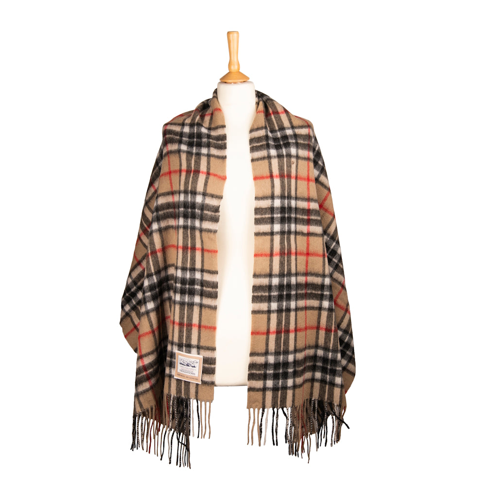 Camel Thomson Tartan Wool Stole