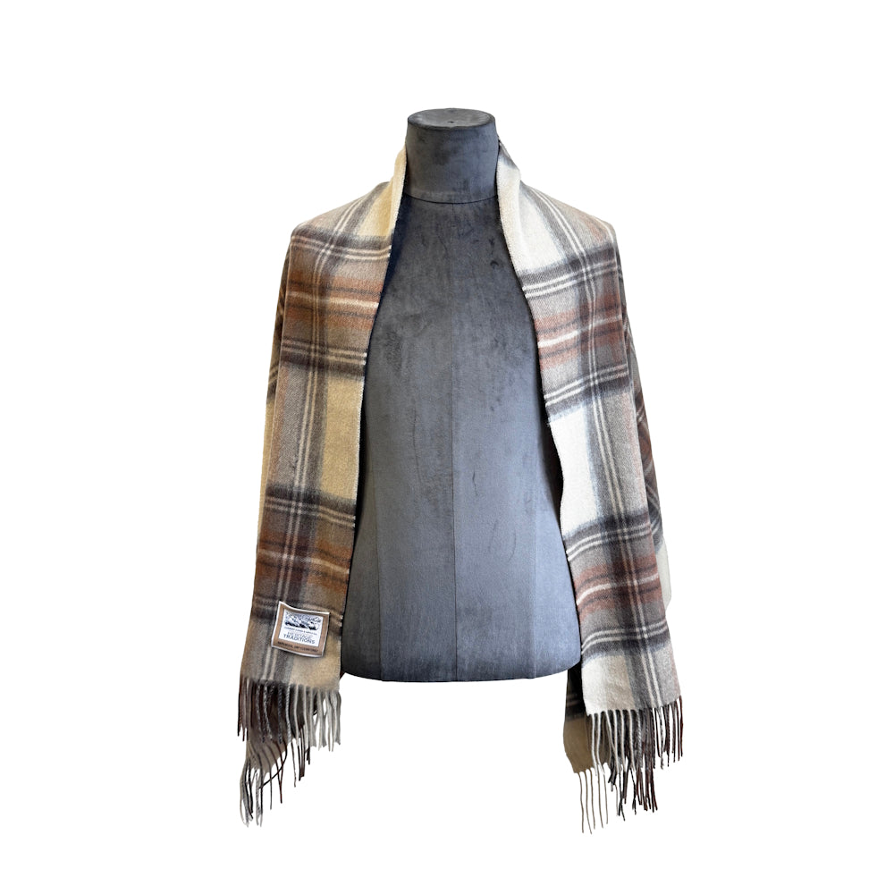 Natural Stewart Tartan Wool Stole