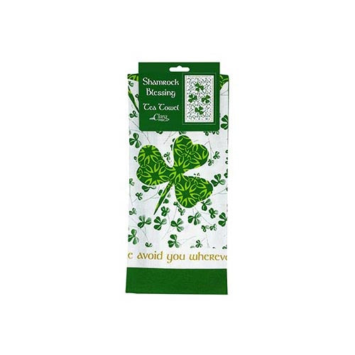 Celtic Blessing Shamrock Tea Towel 