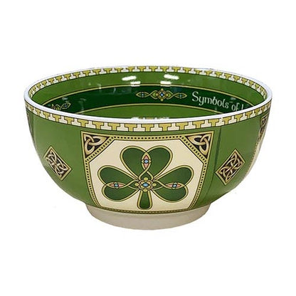 Green Symbols of Ireland 14cm bowl with shamrock motif and Celtic border.