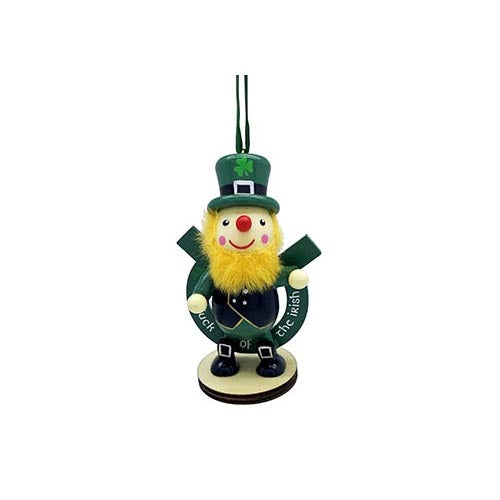 Leprechaun Horseshoe Wooden Ornament