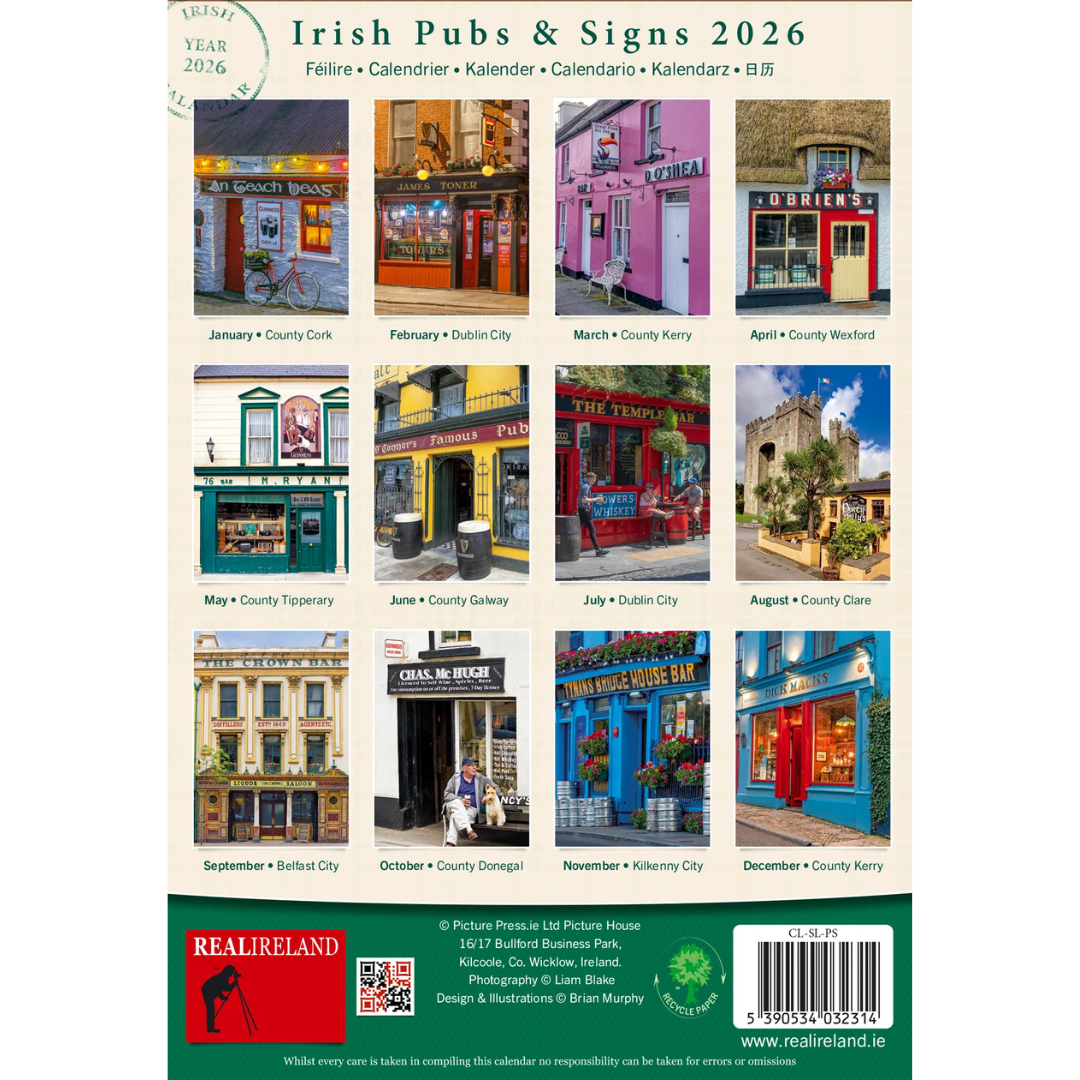 Irish Pubs & Signs Slim Calendar 2026