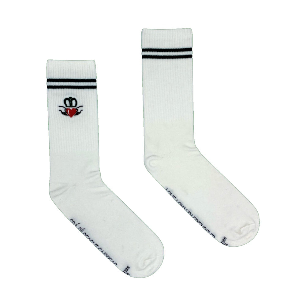 Claddagh Embroidered White Socks