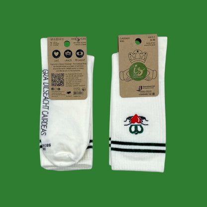 Claddagh Embroidered White Socks