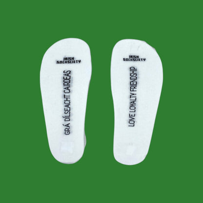 Claddagh Embroidered White Socks