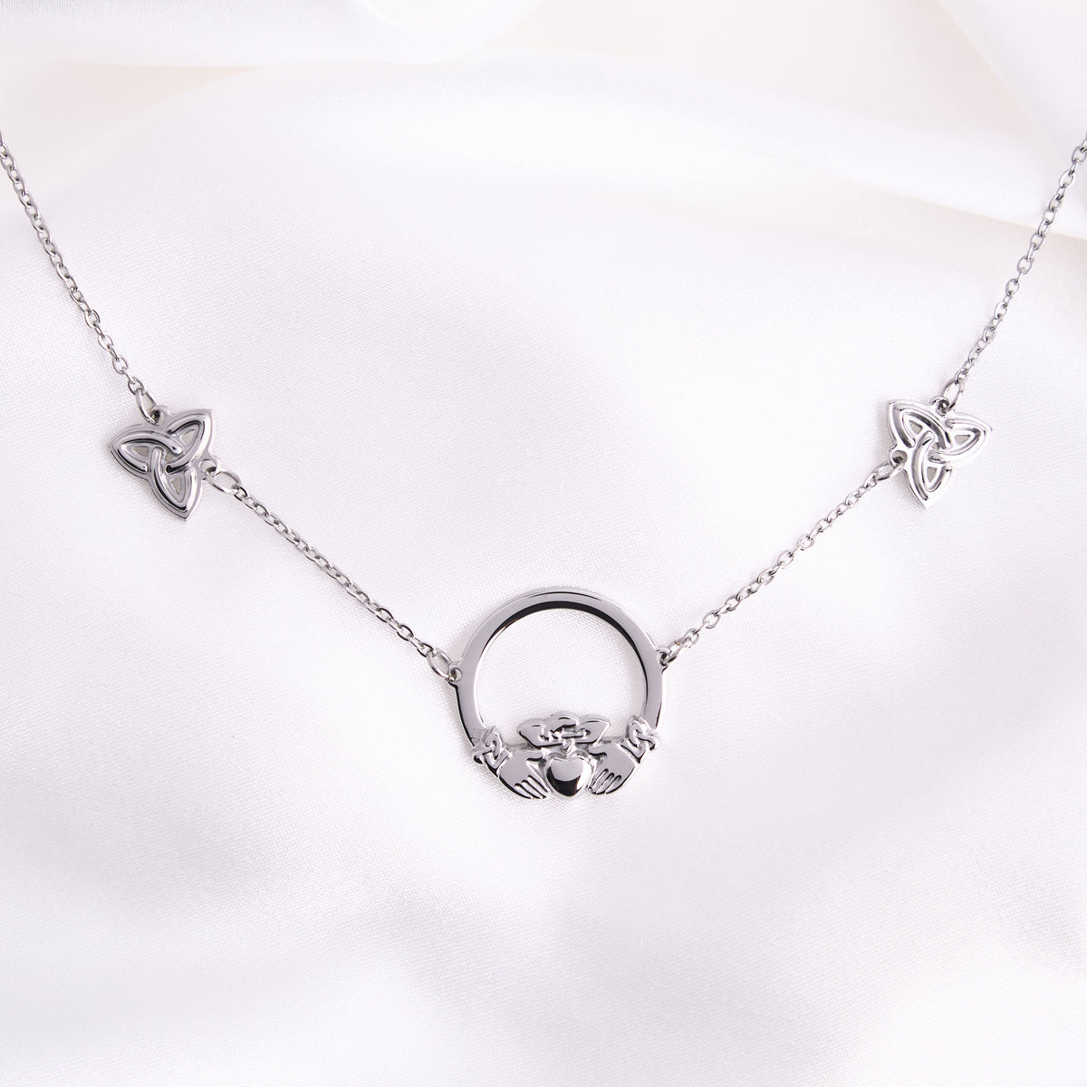 Claddagh Knot Silver Necklace 