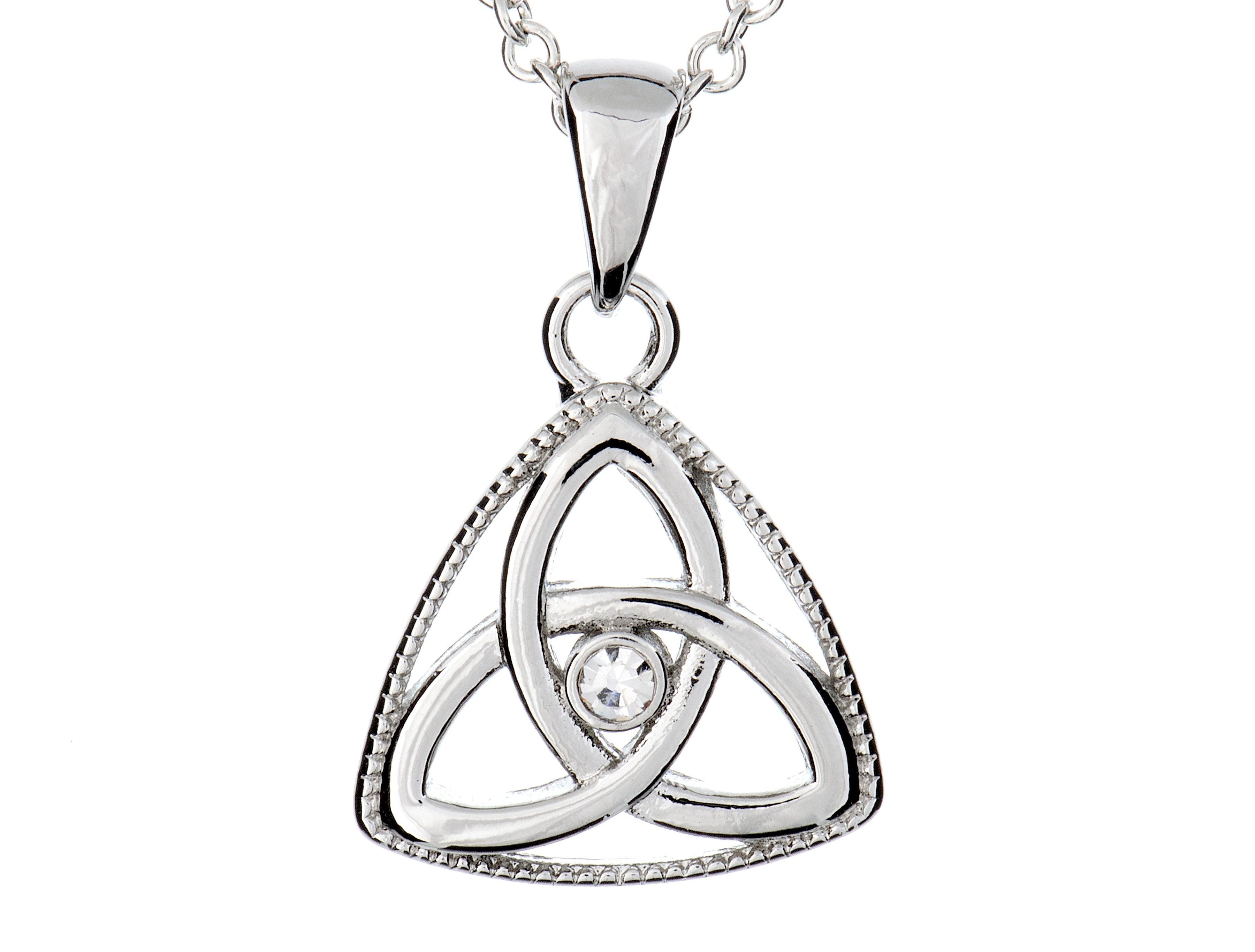 Trinity Knot Enclosed Design Clear Stone Pendant
