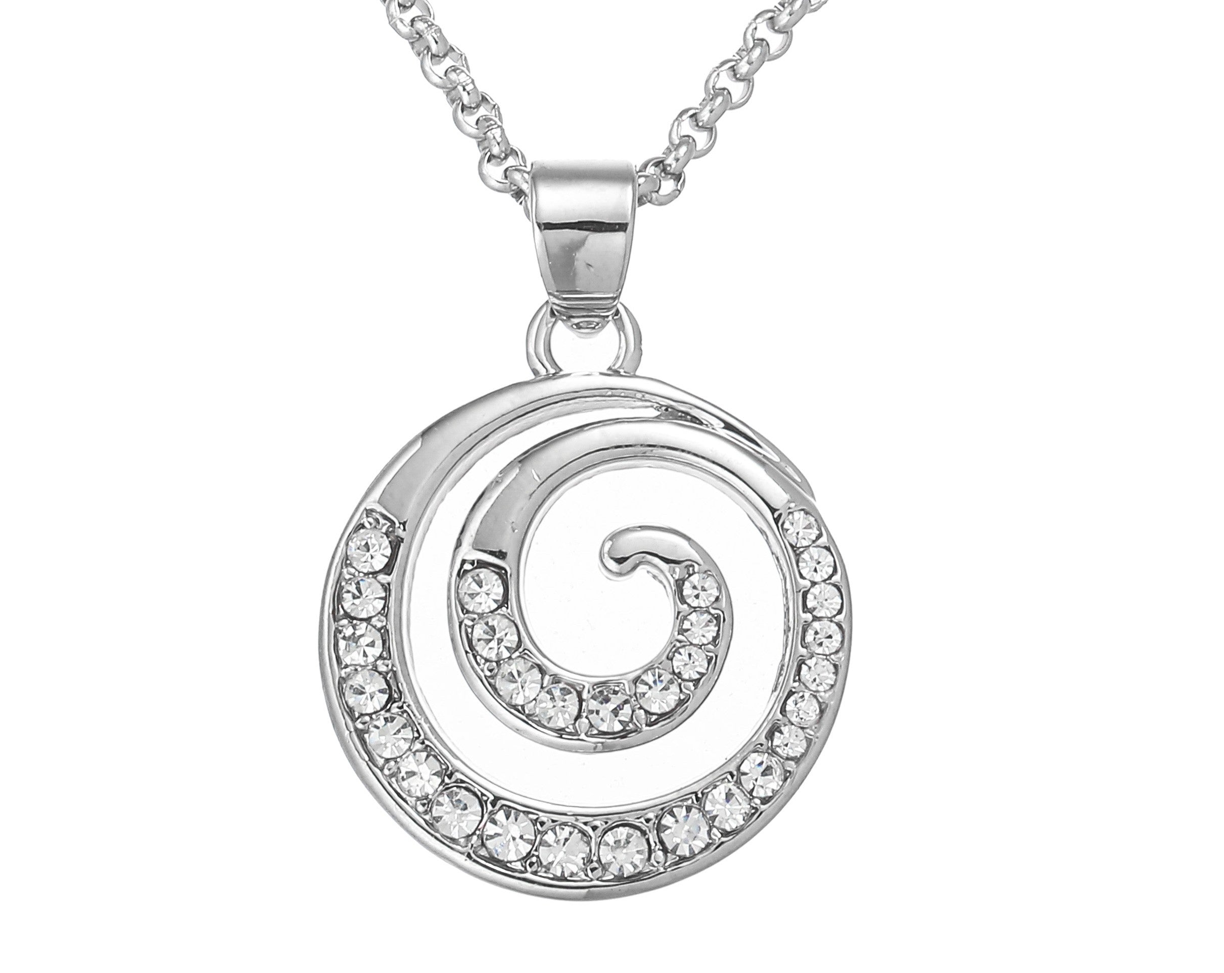 Silver Plated Celtic Spiral Clear Stones Pendant