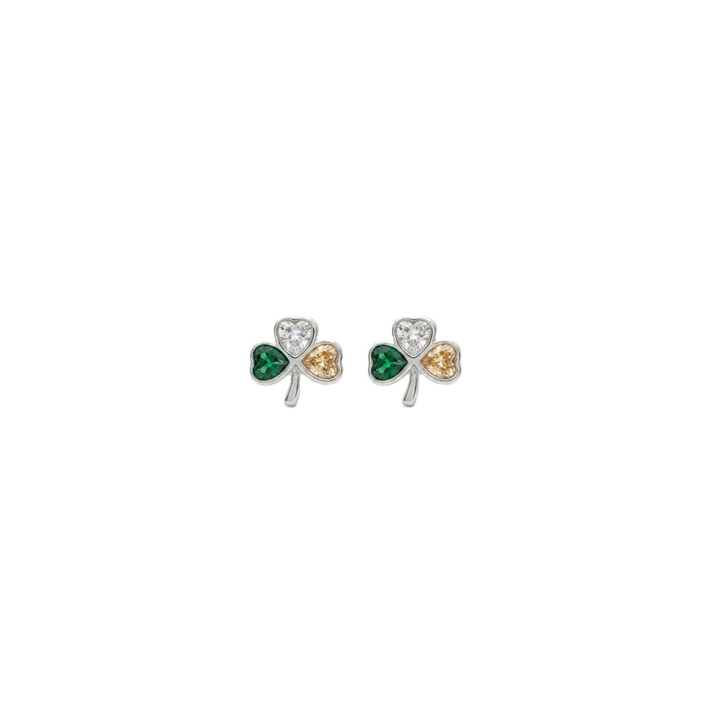 Platinum Tricolor Shamrock Earrings